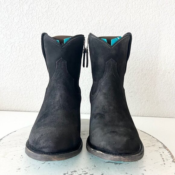 Lane PLAIN JANE Womens Cowboy Booties 9.5 Western Black Suede Cowgirl Boots - Picture 6 of 12